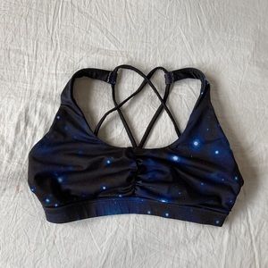 Forever 21 Strappy Sports Bra Galaxy Print Yoga Active Workout Fitness
